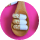 Small circle icon of vitamin k2 pills on a wooden spoon.